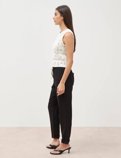 Pantalon taille standard noir femme