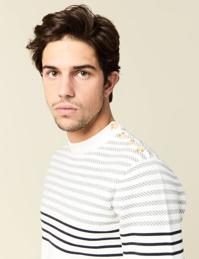 Pull manches longues ecru homme