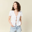 Blouse manches courtes blanc femme