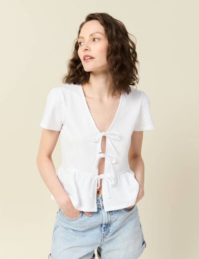 Blouse manches courtes blanc femme