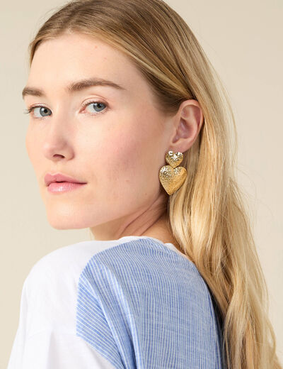 Boucles d'oreilles pendantes couleur or femme