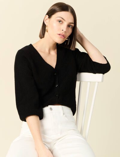 Gilet manches 3/4 noir femme