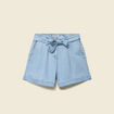Short taille haute en jeans denim bleach femme
