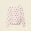 Pull de no&euml;l col bateau manches longues creme femme