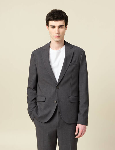 Blazer manches longues col tailleur gris fonc&eacute; homme
