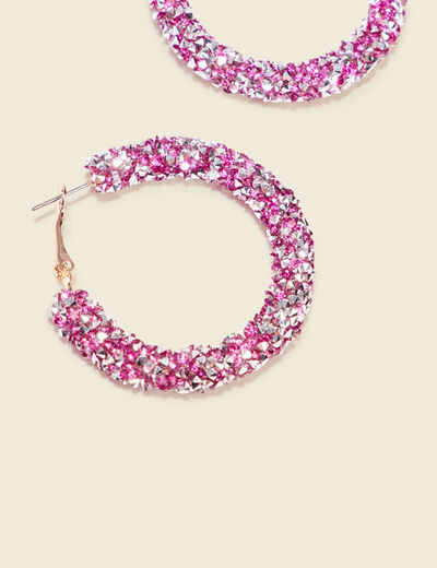 Boucles d'oreilles créoles rose fushia femme