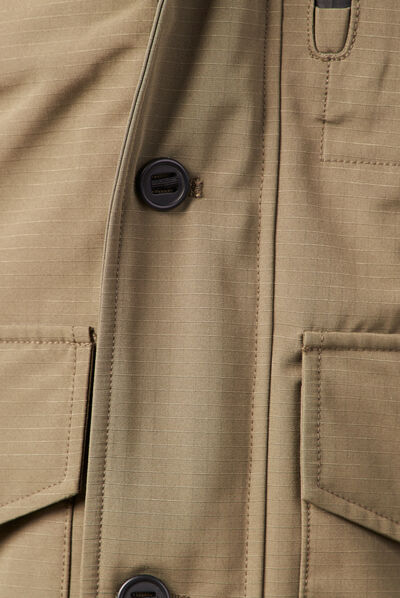 Parka droite à capuche vert kaki homme