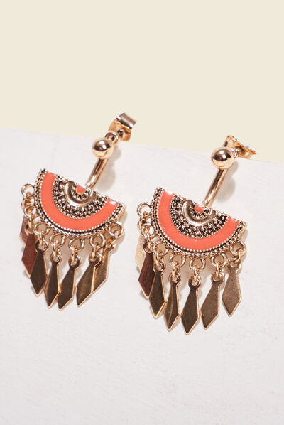 Boucles d'oreilles pendantes orange clair femme