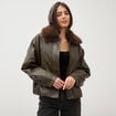 Blouson oversize manches longues vert olive femme