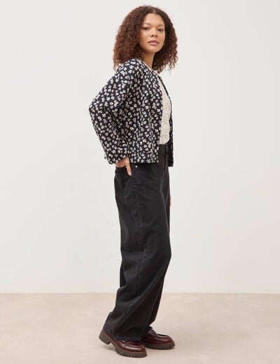 Gilet matelass&eacute; col rond noir femme