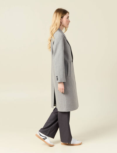 Manteau oversize long gris femme