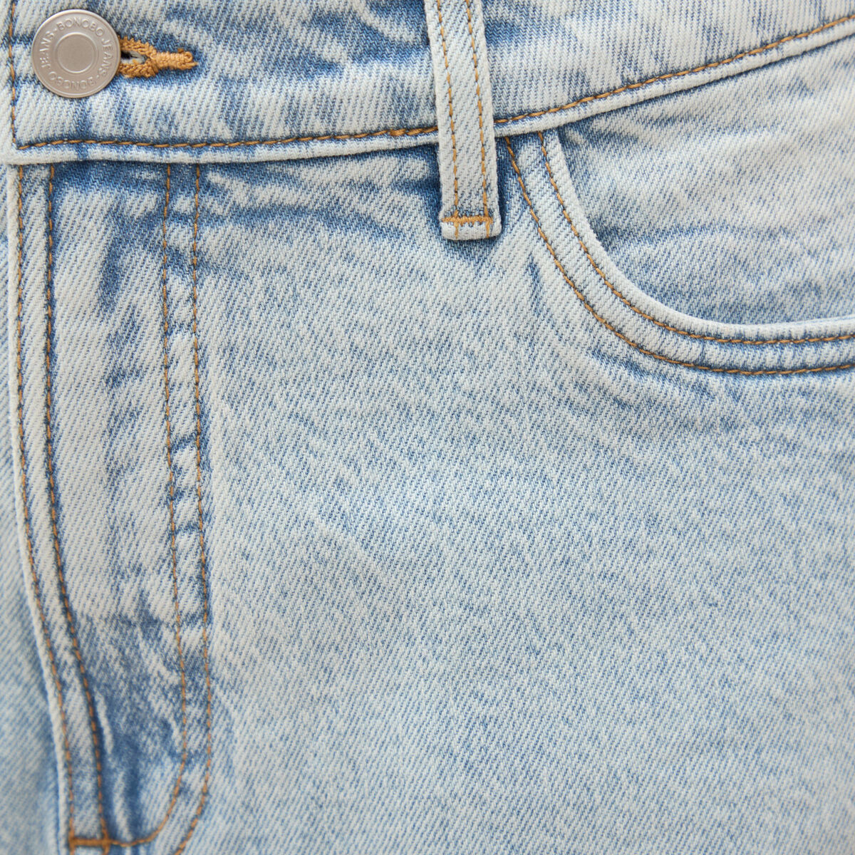 Bermuda jeans large taille haute denim snow bleach femme