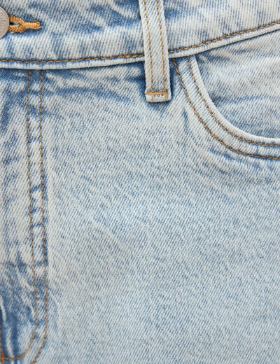 Bermuda jeans large taille haute denim snow bleach femme