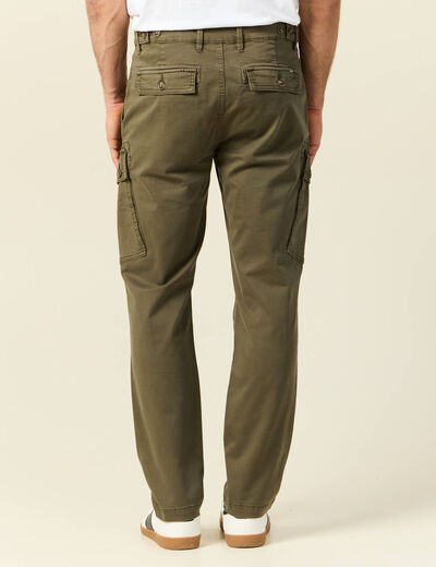 Pantalon cargo droit vert kaki homme