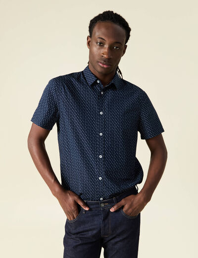 Chemise manches courtes bleu marine homme