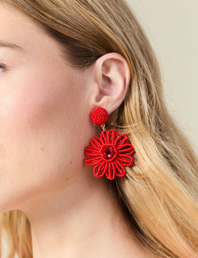 Boucles d'oreilles pendantes rouge femme
