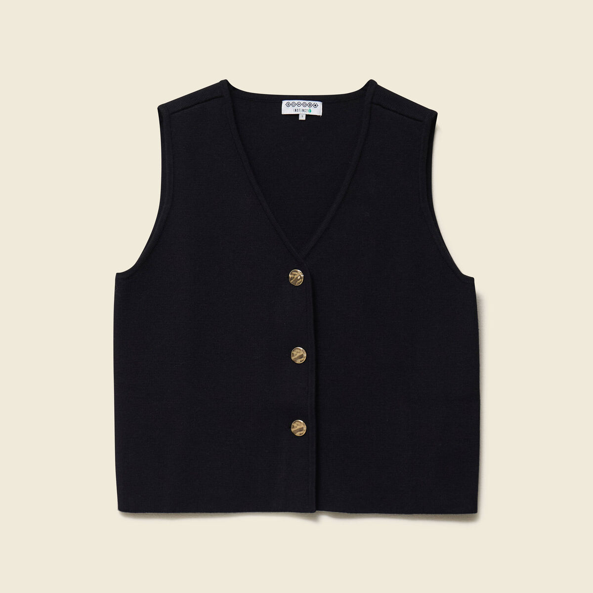 Gilet droit court sans manches col v noir femme