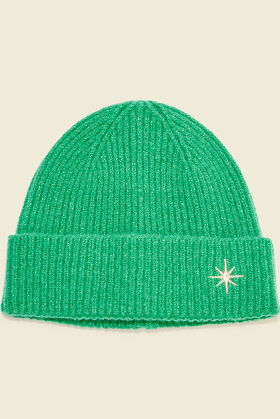 Bonnet tricoté vert menthe femme