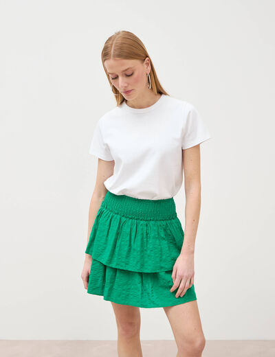 Jupe courte &eacute;vas&eacute;e doubl&eacute;e vert femme