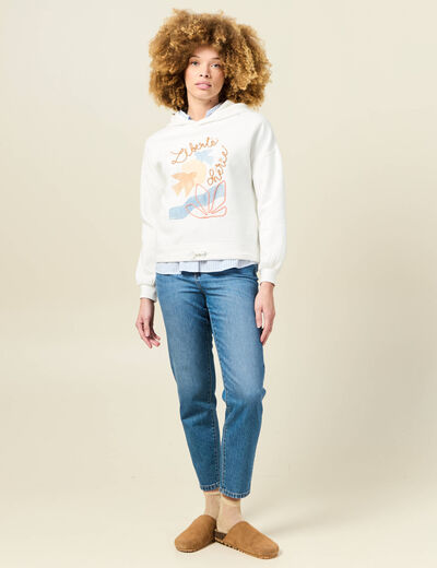 Sweat à capuche ecru femme