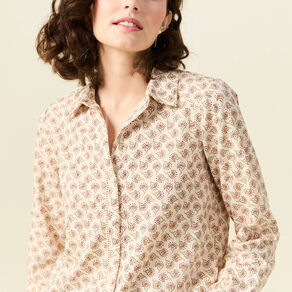Chemise manches longues creme femme