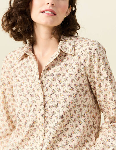 Chemise manches longues creme femme