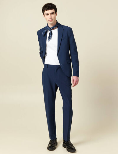 Blazer manches longues col tailleur bleu marine homme