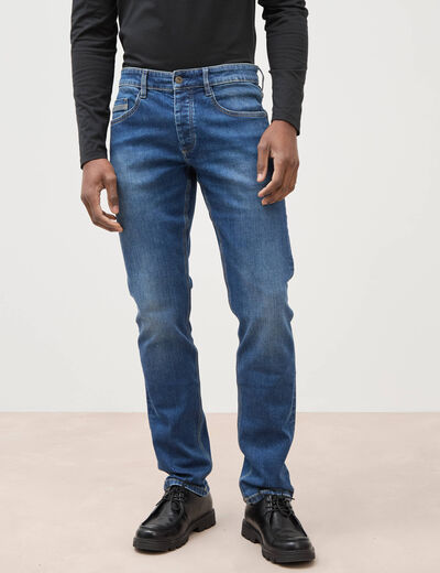 Jeans straight 5 poches denim stone homme