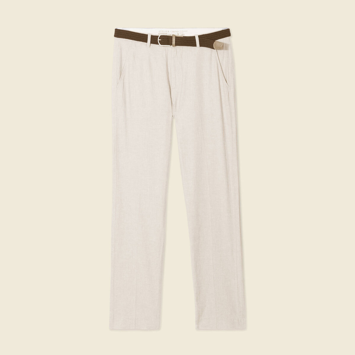 Pantalon chino longueur 32 avec ceinture gris fonc&eacute; homme