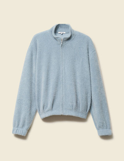 Gilet zipp&eacute; manches longues gris femme