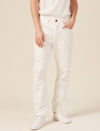 Jeans straight 5 poches denim blanc homme