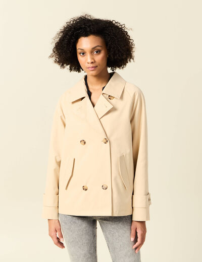Trench court oversize beige femme