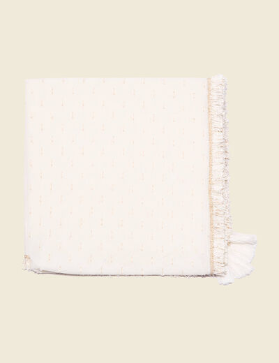 Foulard franges et pampilles ecru femme