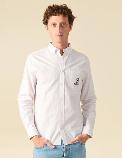 Chemise droite en coton rose poudr&eacute;e homme