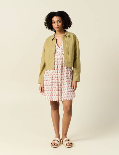 Blouson boutonné vert olive femme