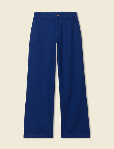 Jeans flare taille haute bleu marine femme