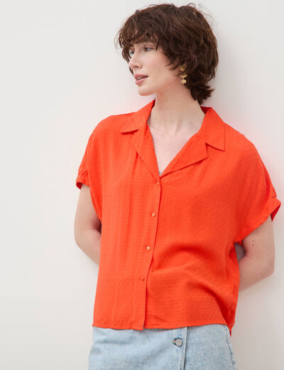 Chemise manches courtes orange fonc&eacute; femme