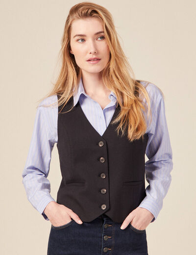 Veston boutonné noir femme