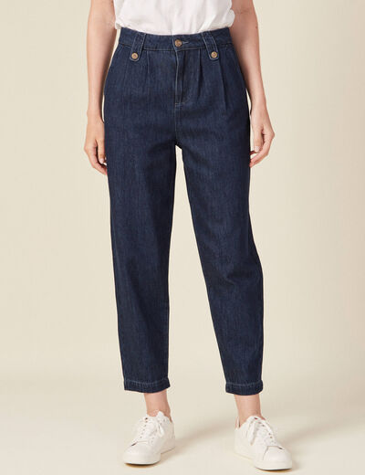 Jeans slouchy taille haute denim brut femme