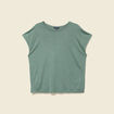 T-shirt droit court manches courtes vert fonc&eacute; femme