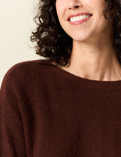 Pull manches longues marron femme