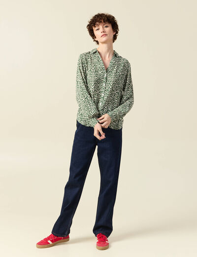 Blouse manches longues vert kaki femme