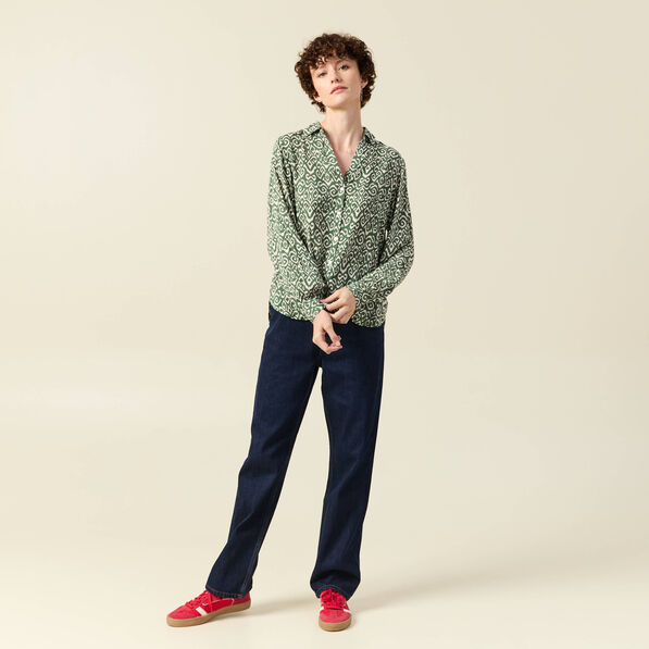 Blouse manches longues vert kaki femme