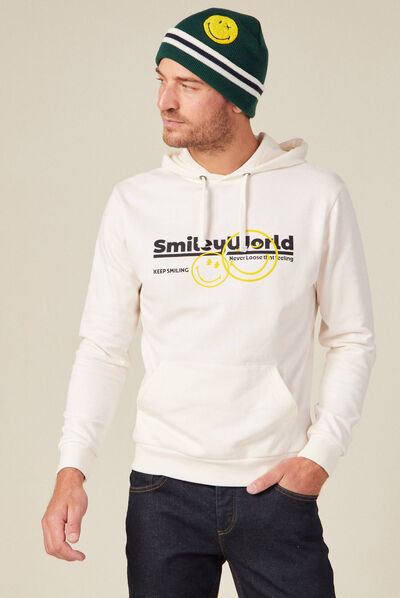 Sweat à capuche SmileyWorld ecru homme