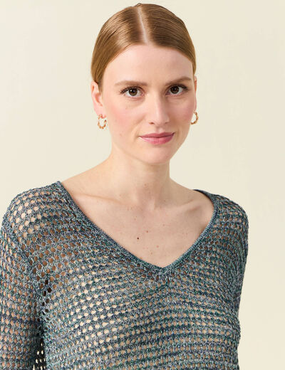 Pull éco-responsable bleu pétrole femme