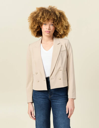 Veste blazer double boutonnage beige femme