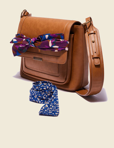 Sac besace avec foulards marron femme