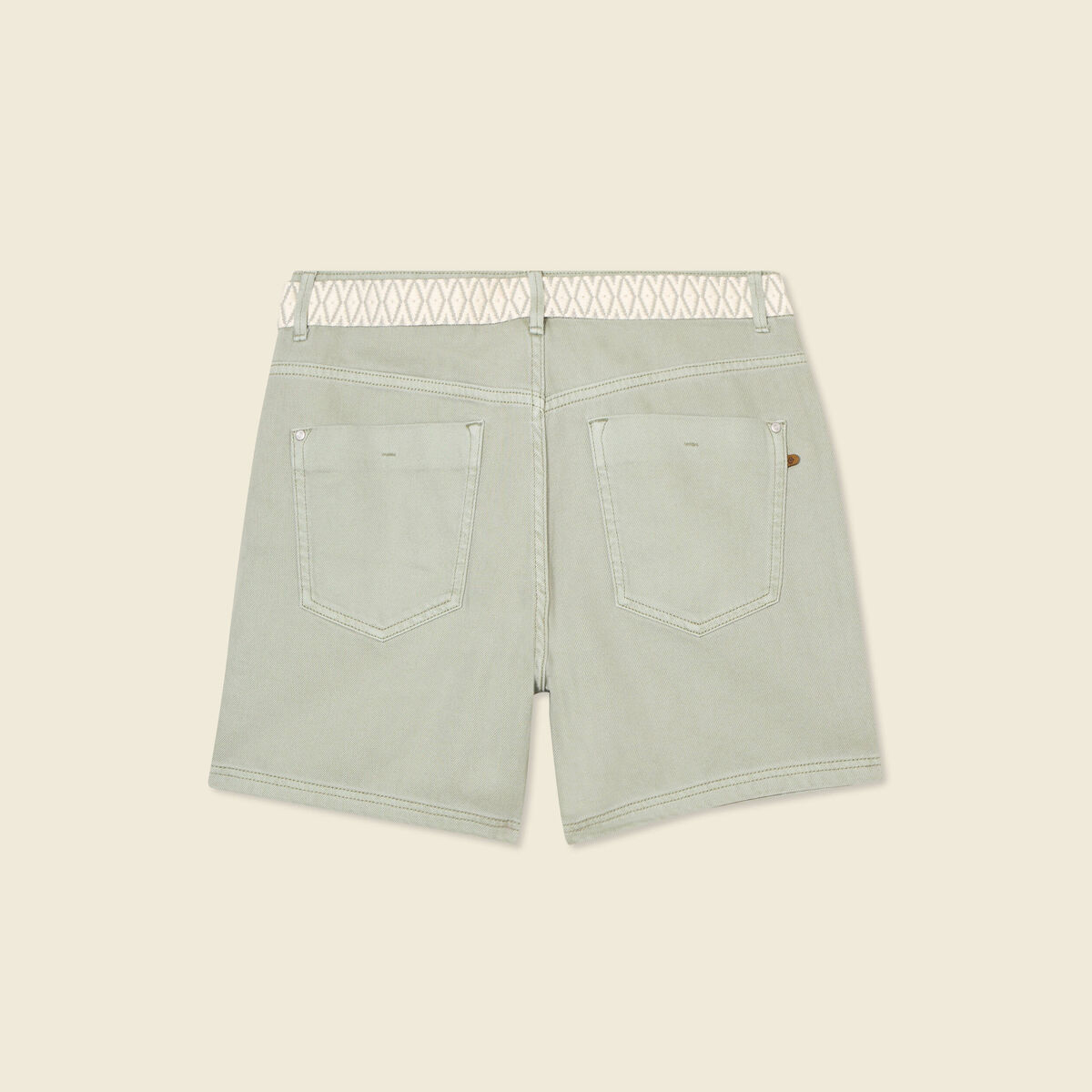 Short boyfriend ceintur&eacute; jean vert kaki femme