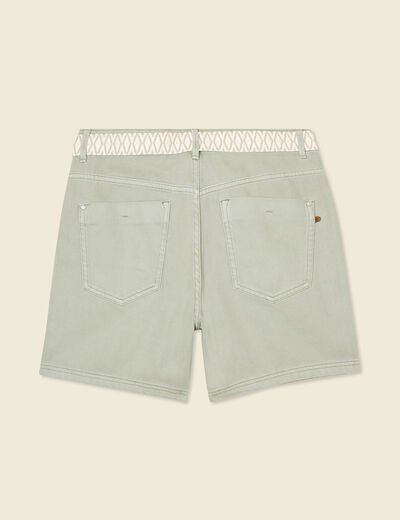 Short boyfriend ceinturé jean vert kaki femme