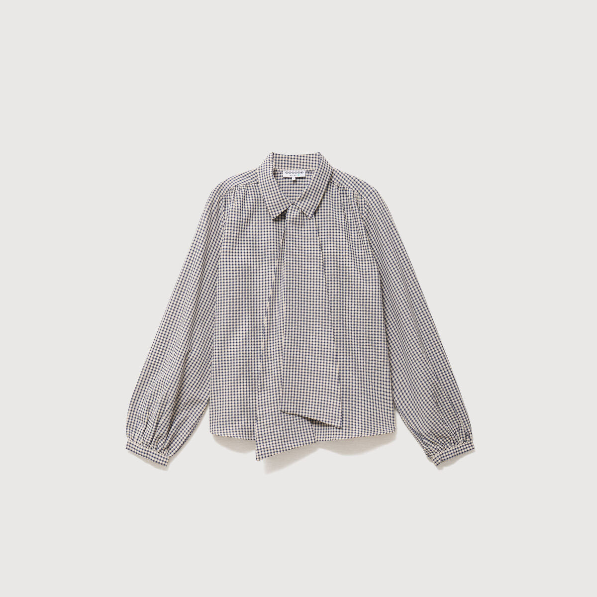 Chemise vichy droite manches longues bleu femme